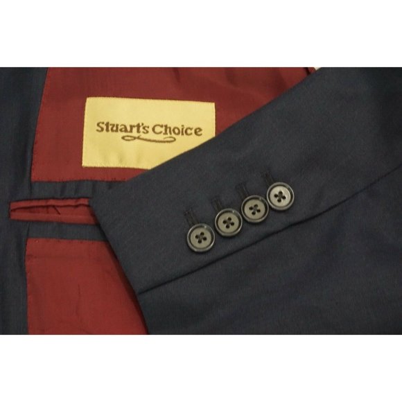 Stuart’s Choice Paul Stuart Solid Blue S150s Wool Sport Coat Jacket Sz 43R